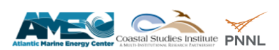Atlantic Marine Energy Center, Coastal Studies Institute, PNNL Logos