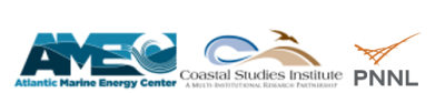 Atlantic Marine Energy Center, Coastal Studies Institute, PNNL Logos