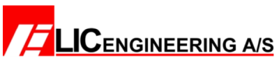 Red and white logo with "LIC ENGINEERING A/S" on the right with a red line underneath