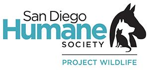 San Diego Humane Society Project Wildlife with the silhouette of three animals 